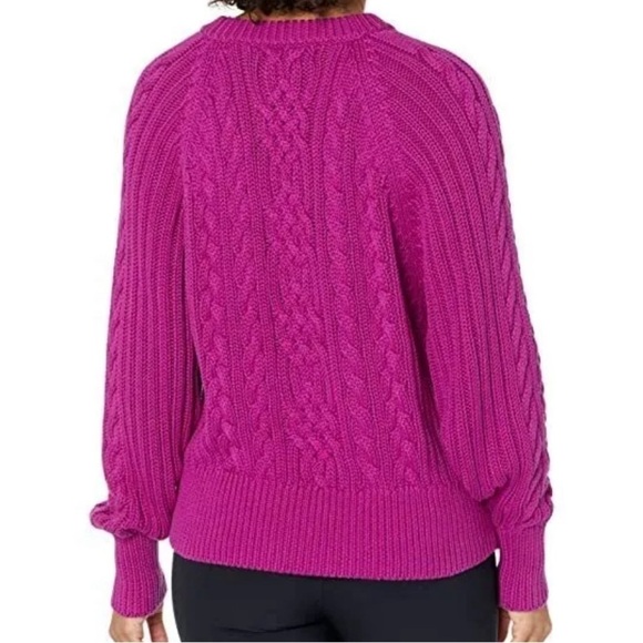 Ralph Lauren Black Label Fuchsia 100% cotton Cable Knit Sweater Sz SP - Picture 10 of 11